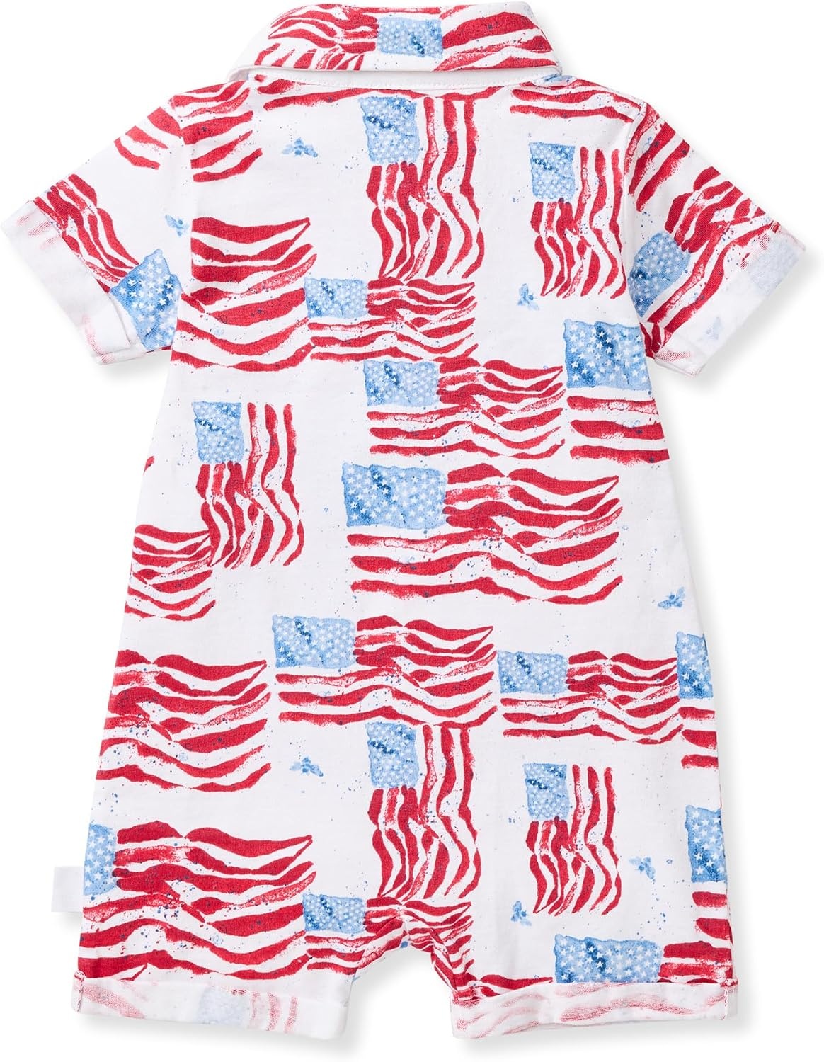 image:imageBurts Bees Baby Boys Polo Romper 100 Organic Cotton Onepiece Shortall and Layette SetMagestic Flags