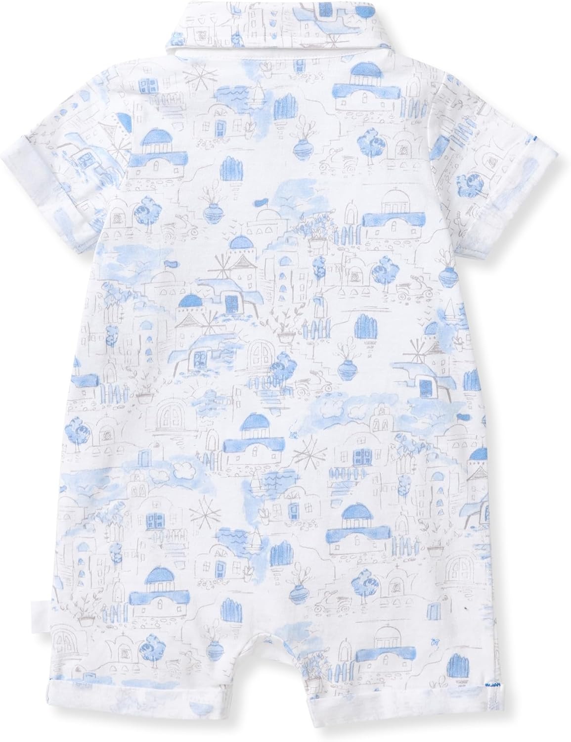 image:imageBurts Bees Baby Boys Polo Romper 100 Organic Cotton Onepiece Shortall and Layette SetSantorini