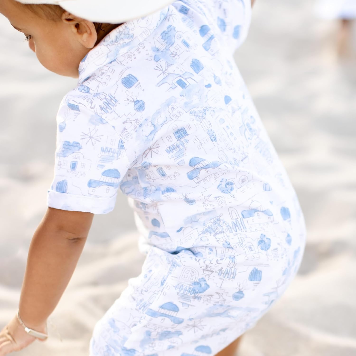 image:imageBurts Bees Baby Boys Polo Romper 100 Organic Cotton Onepiece Shortall and Layette SetSantorini