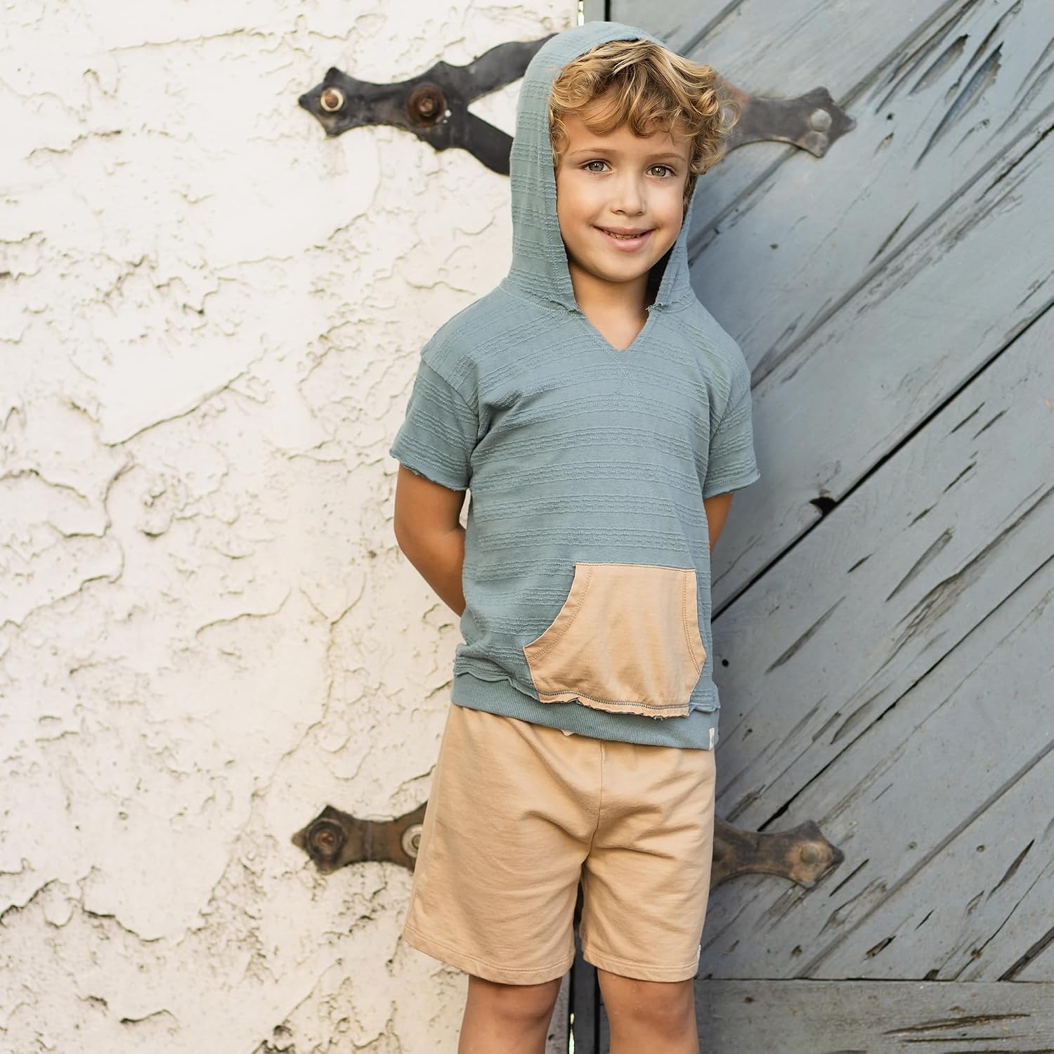 image:imageBurts Bees Baby Boys Shirt and Pant Set Top amp Shorts Outfit Bundle 100 Organic CottonSmoke Blue