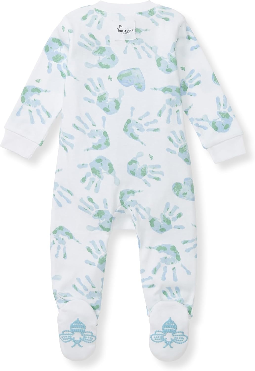 image:imageBurts Bees Baby Boys Sleep and Play PJs 100 Organic Cotton OnePiece Zip Front Romper Jumpsuit PajamasHappy Earth Hands