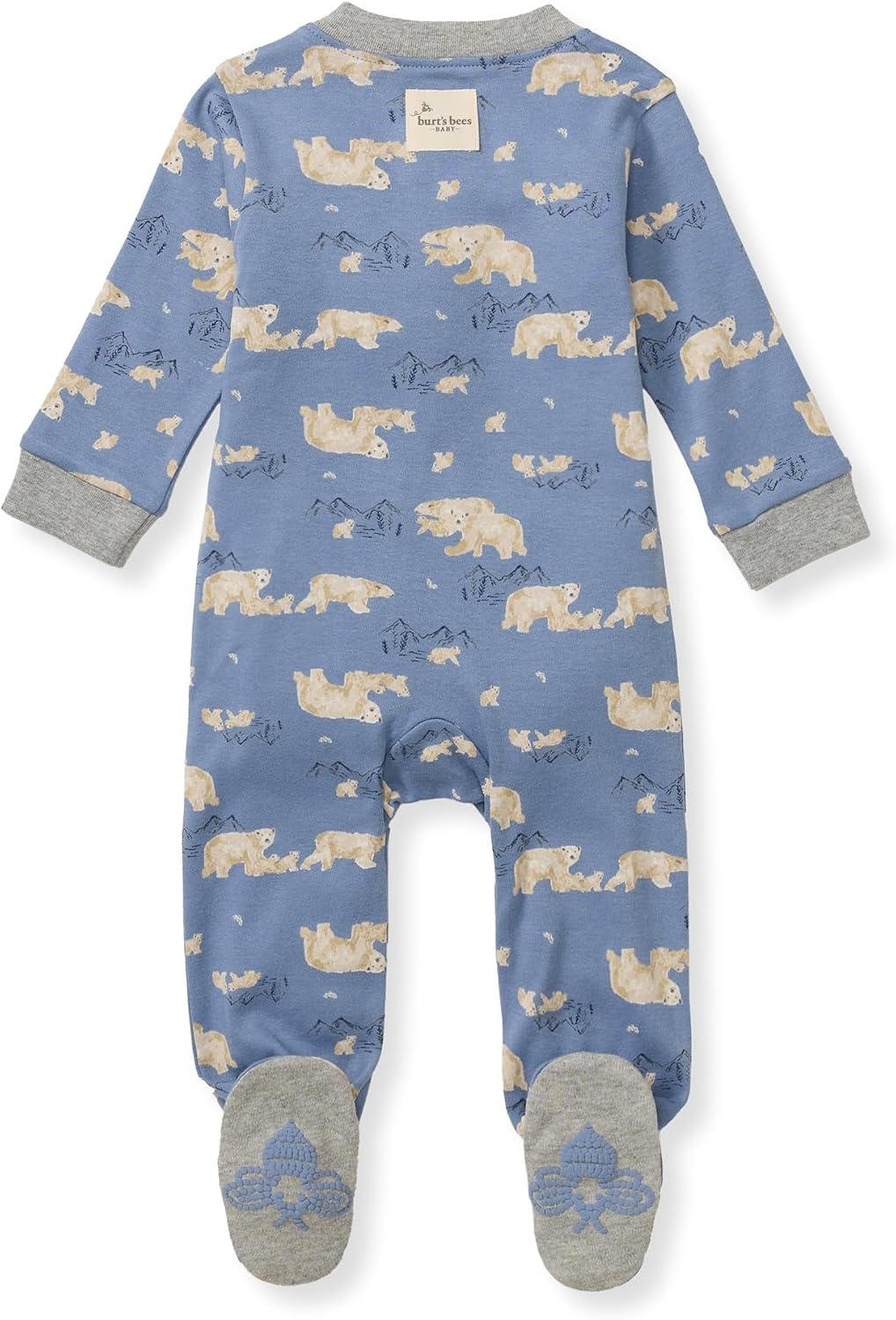 image:imageBurts Bees Baby Boys Sleep and Play PJs 100 Organic Cotton OnePiece Zip Front Romper Jumpsuit PajamasPolar Mountain
