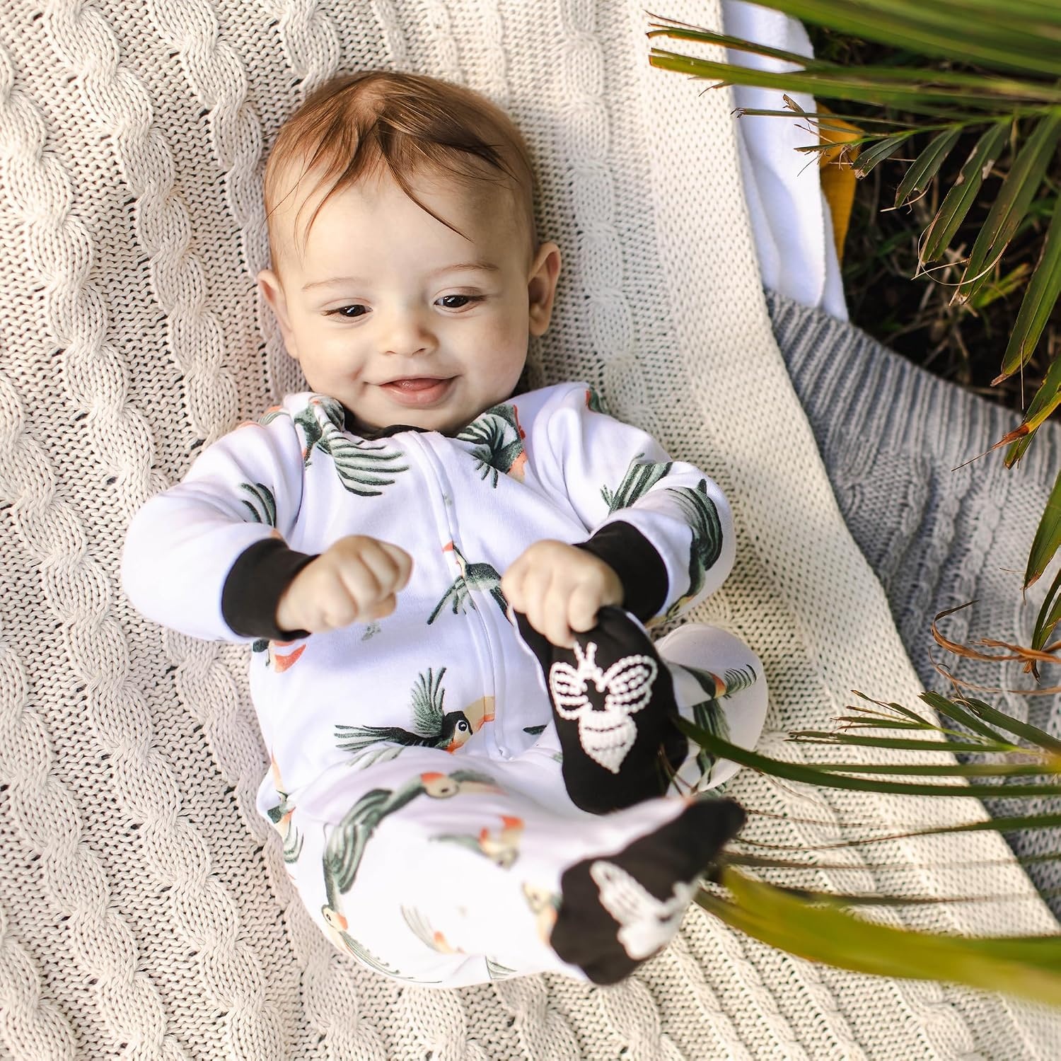 image:imageBurts Bees Baby Boys Sleep and Play PJs 100 Organic Cotton OnePiece Zip Front Romper Jumpsuit PajamasToucan