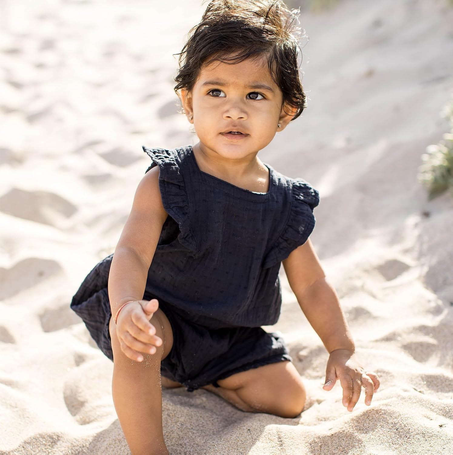 image:imageBurts Bees Baby Girls Bubble Romper 100 Organic Cotton Onepiece Shortall and Layette Girl OutfitDotted Muslin