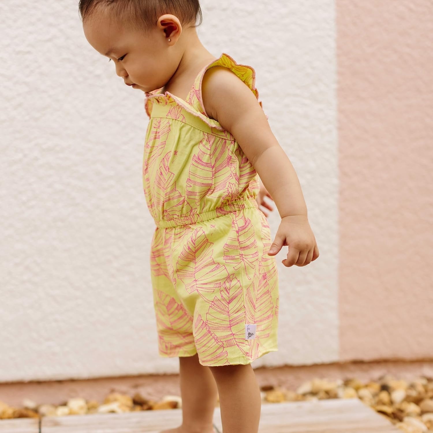 image:imageBurts Bees Baby Girls Bubble Romper 100 Organic Cotton Onepiece Shortall and Layette Girl OutfitTransparent Jungle