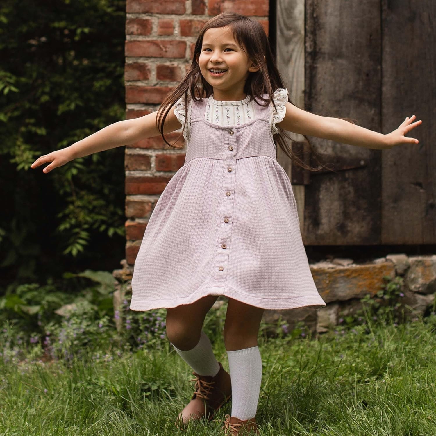 image:imageBurts Bees Baby Girls Dress Set Infant amp Toddler Short amp LongSleeve 100 Organic CottonFarmhouse Floral