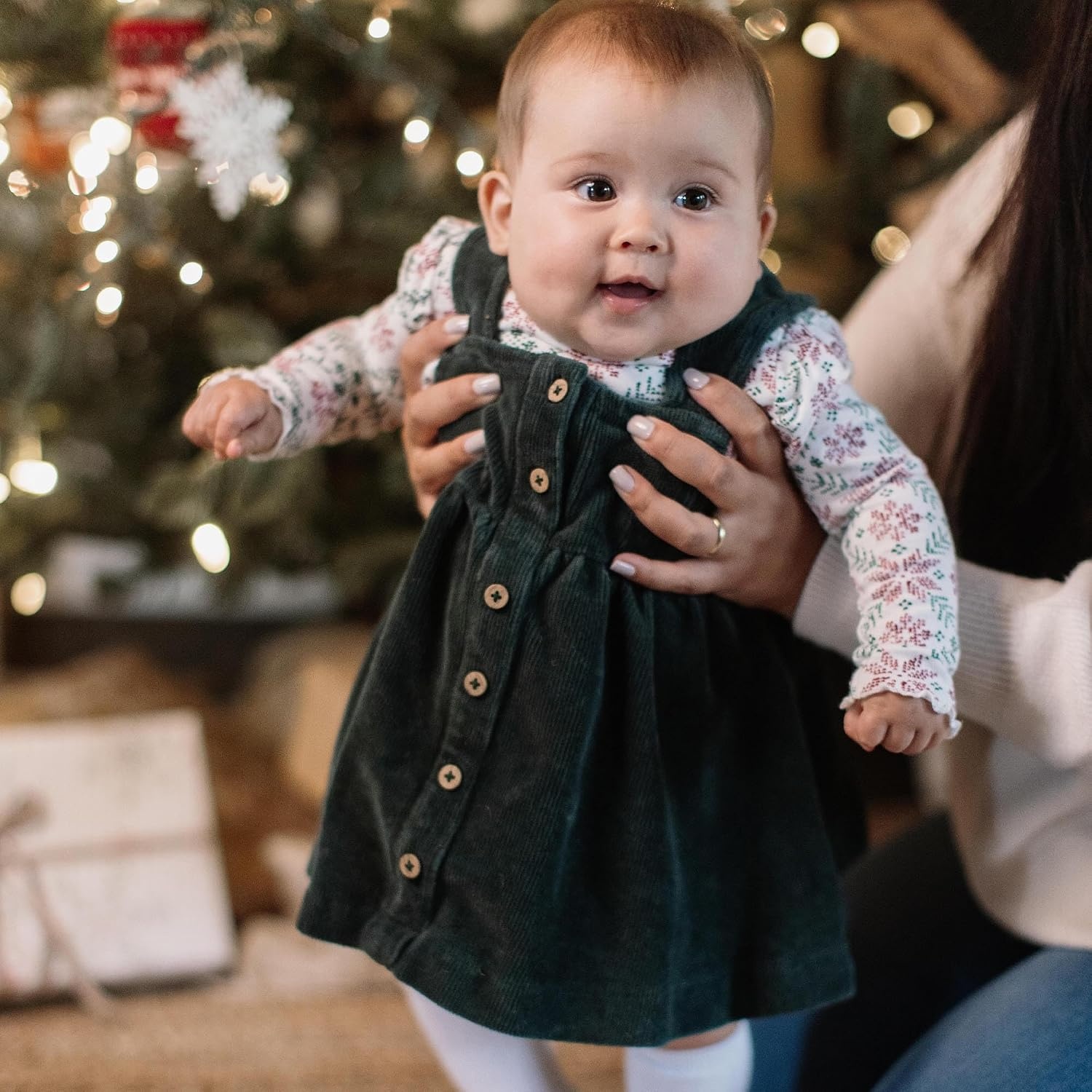 image:imageBurts Bees Baby Girls Dress Set Infant amp Toddler Short amp LongSleeve 100 Organic CottonPoinsettia Fair Isle