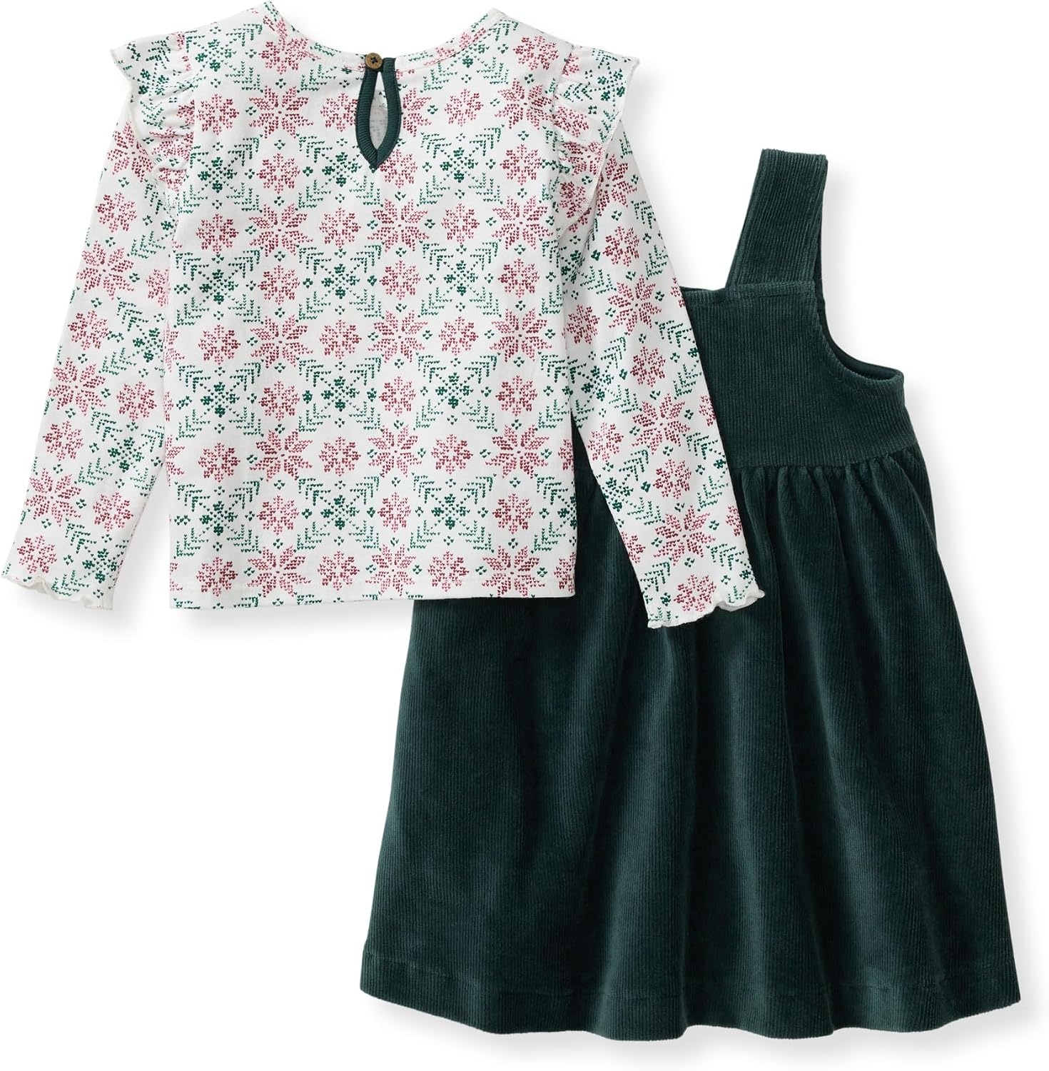 image:imageBurts Bees Baby Girls Dress Set Infant amp Toddler Short amp LongSleeve 100 Organic CottonPoinsettia Fair Isle
