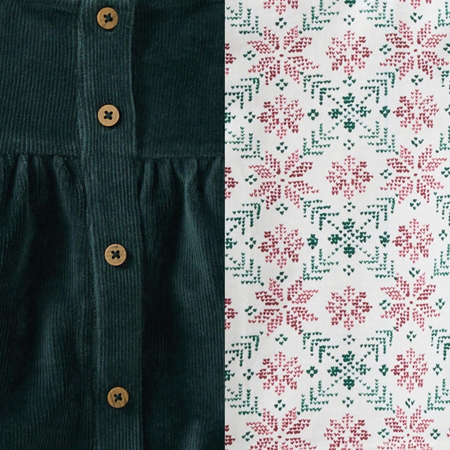 image:imageBurts Bees Baby Girls Dress Set Infant amp Toddler Short amp LongSleeve 100 Organic CottonPoinsettia Fair Isle