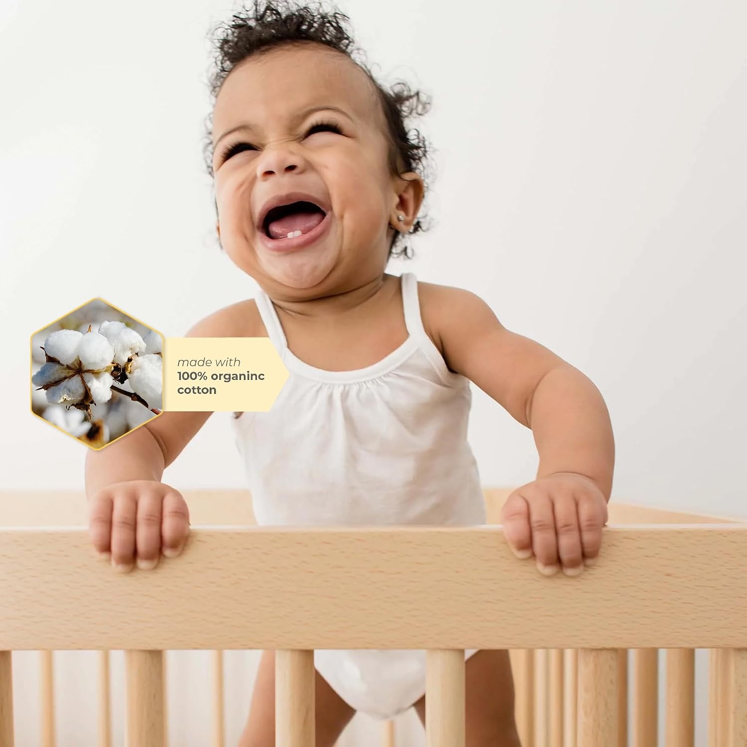 image:imageBurts Bees Baby Girls OnePiece Organic Cotton Camisole Bodysuits 3PackCloud White Camis
