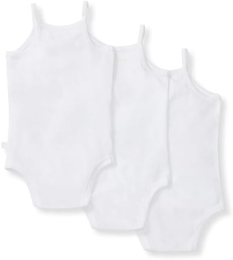 image:imageBurts Bees Baby Girls OnePiece Organic Cotton Camisole Bodysuits 3PackCloud White Camis