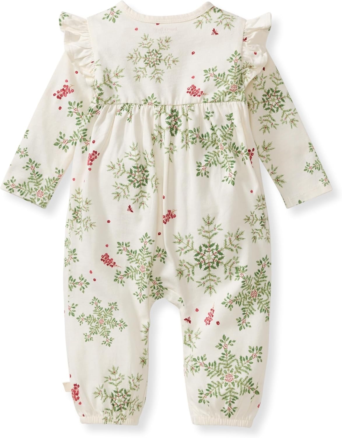 image:imageBurts Bees Baby Girls Ruffle Jumpsuit 100 Organic Cotton OnePiece Long Sleeve Outfit CoverallHoliday Snowflakes
