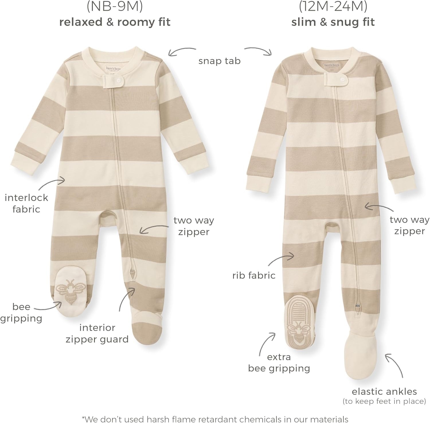 image:imageBurts Bees Baby Girls Sleeper Pajamas 100 Organic Cotton Onepiece PJs Diagonal Zip Up Jumpsuit Snug Fit FootieDragon Fruit