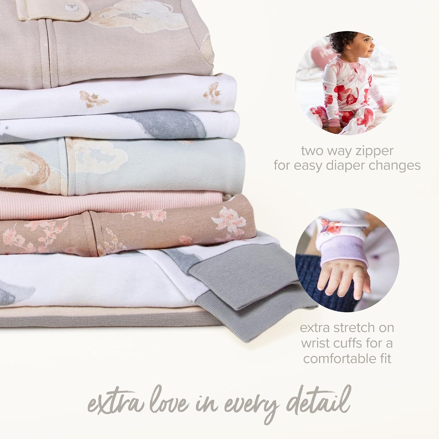 image:imageBurts Bees Baby Girls Sleeper Pajamas 100 Organic Cotton Onepiece PJs Diagonal Zip Up Jumpsuit Snug Fit FootieFairytale Castle