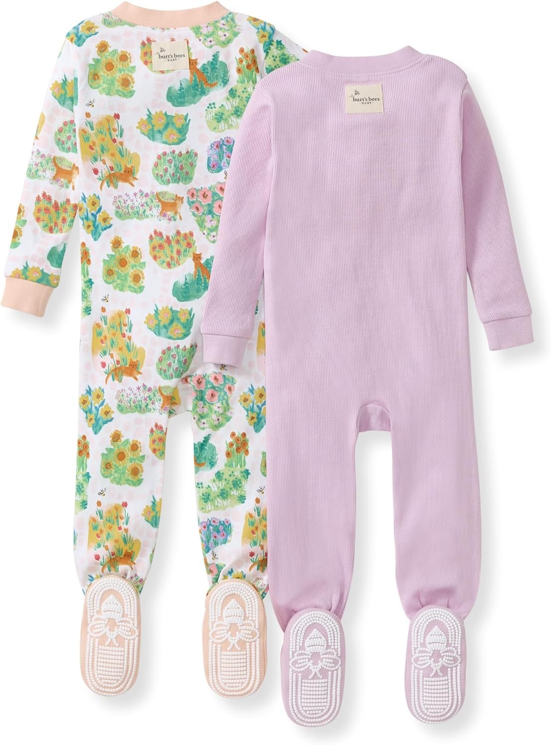 image:imageBurts Bees Baby Girls Sleeper Pajamas 100 Organic Cotton Onepiece PJs Diagonal Zip Up Jumpsuit Snug Fit FootieGarden Paths