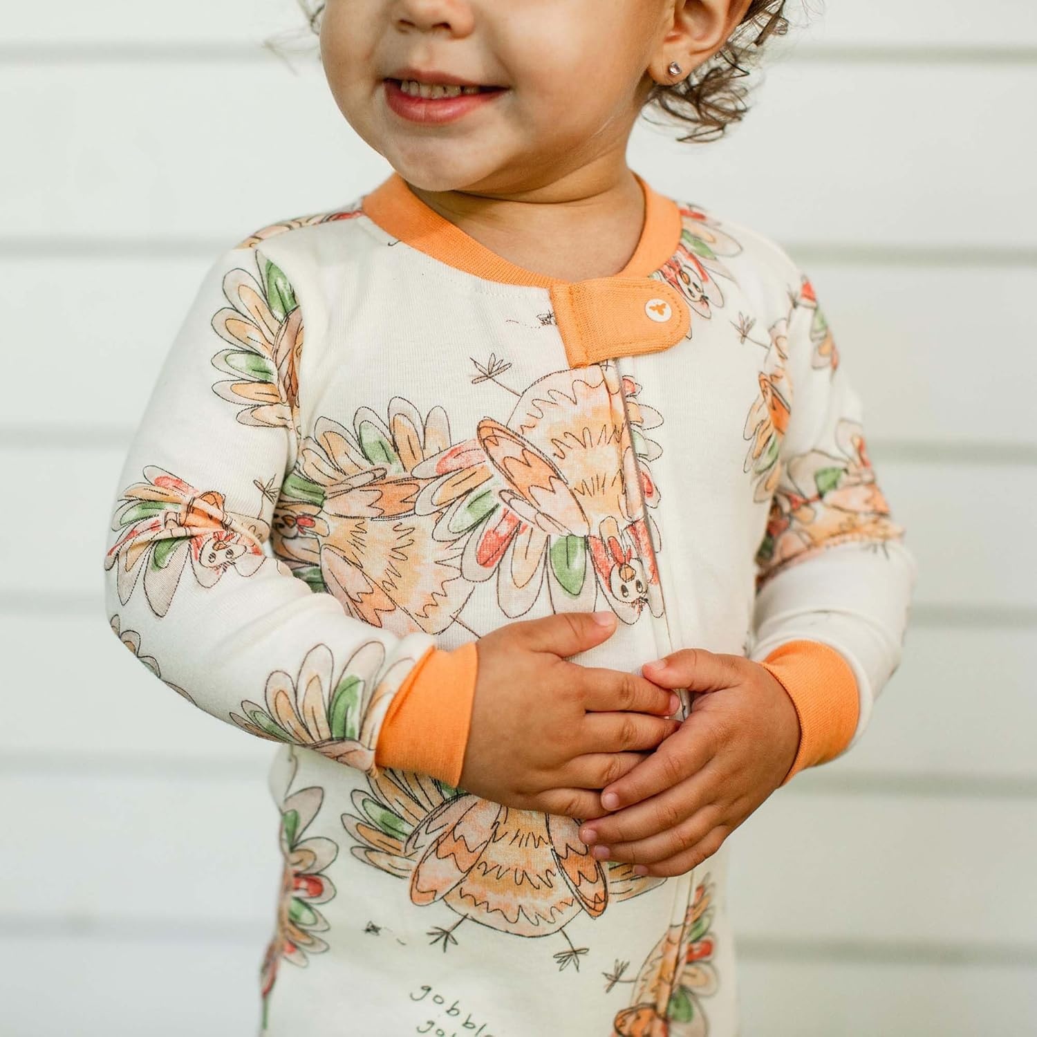 image:imageBurts Bees Baby Girls Sleeper Pajamas 100 Organic Cotton Onepiece PJs Diagonal Zip Up Jumpsuit Snug Fit FootieVivid Turkey