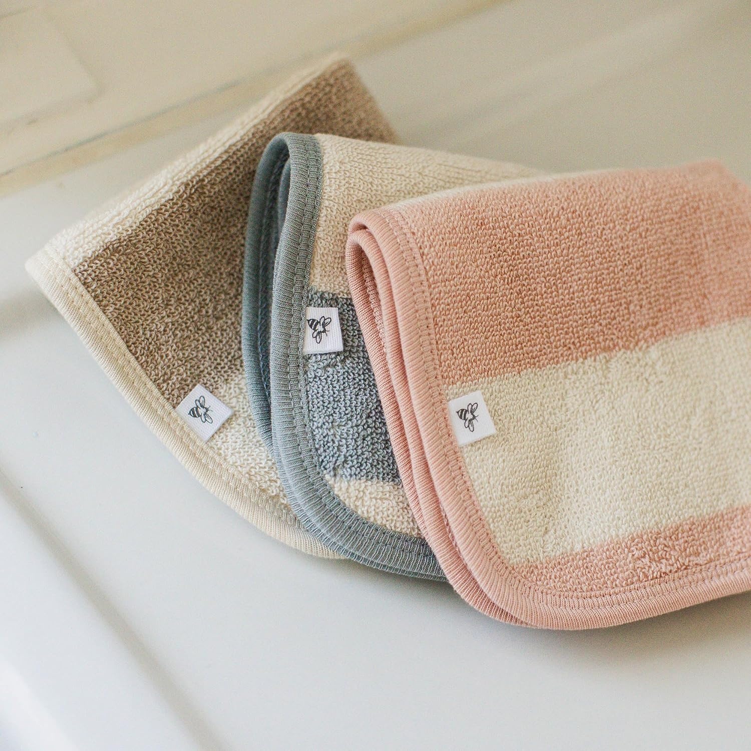 image:imageBurts Bees Baby Hooded Woven Terry Towels Organic Cotton Unisex Bath Essentials Soft Nursery Towel for Infants Toddlers KidsPink Sand