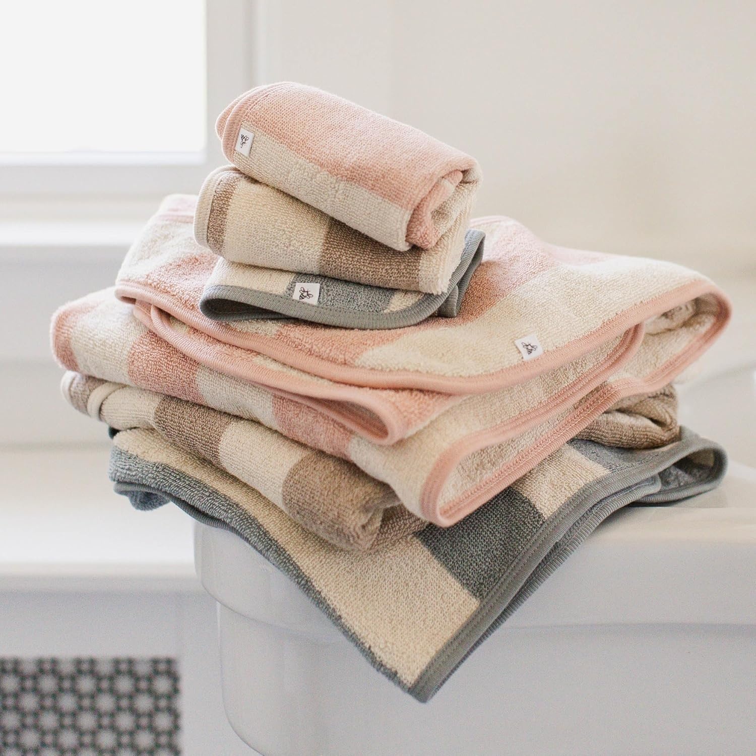 image:imageBurts Bees Baby Hooded Woven Terry Towels Organic Cotton Unisex Bath Essentials Soft Nursery Towel for Infants Toddlers KidsPink Sand