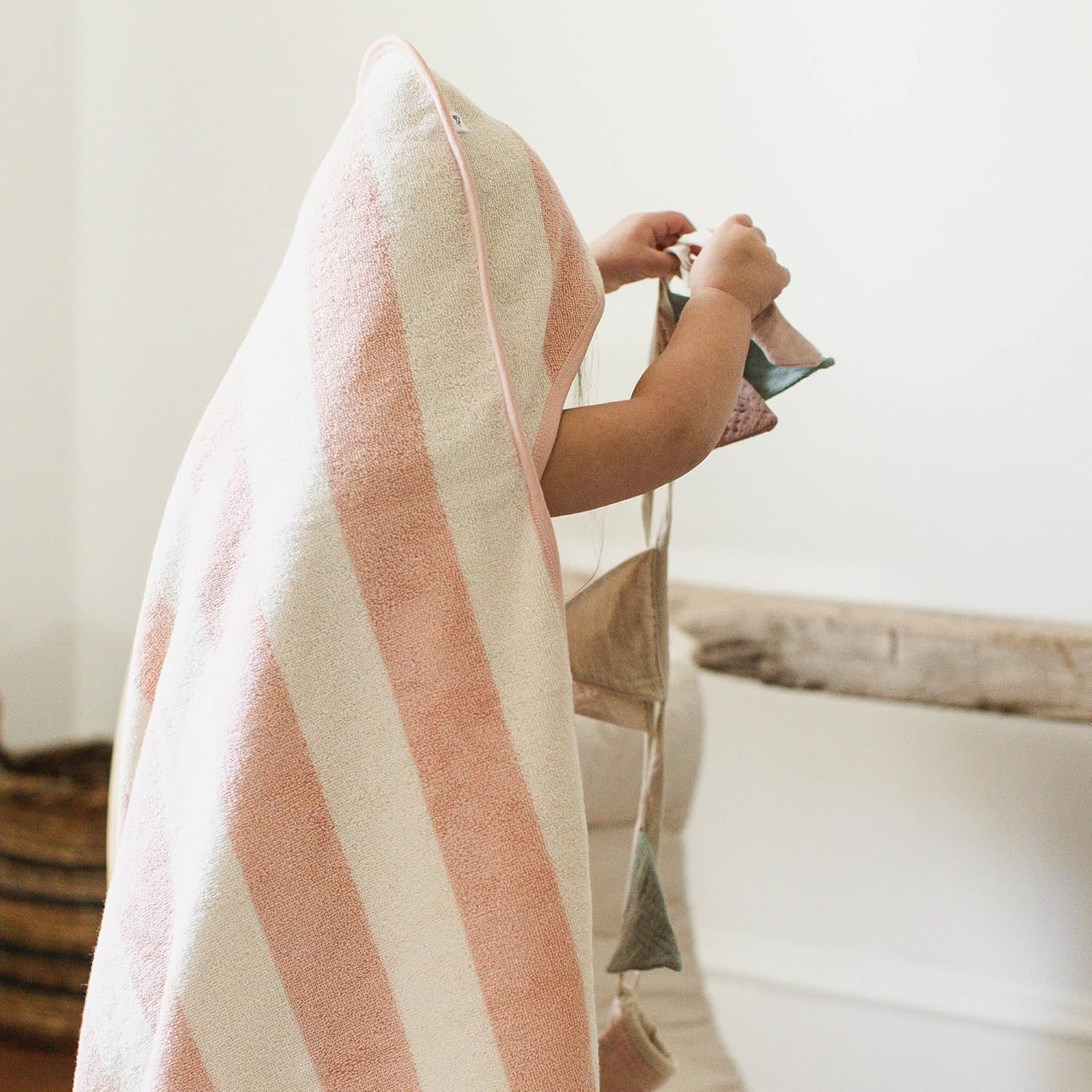 image:imageBurts Bees Baby Hooded Woven Terry Towels Organic Cotton Unisex Bath Essentials Soft Nursery Towel for Infants Toddlers KidsPink Sand
