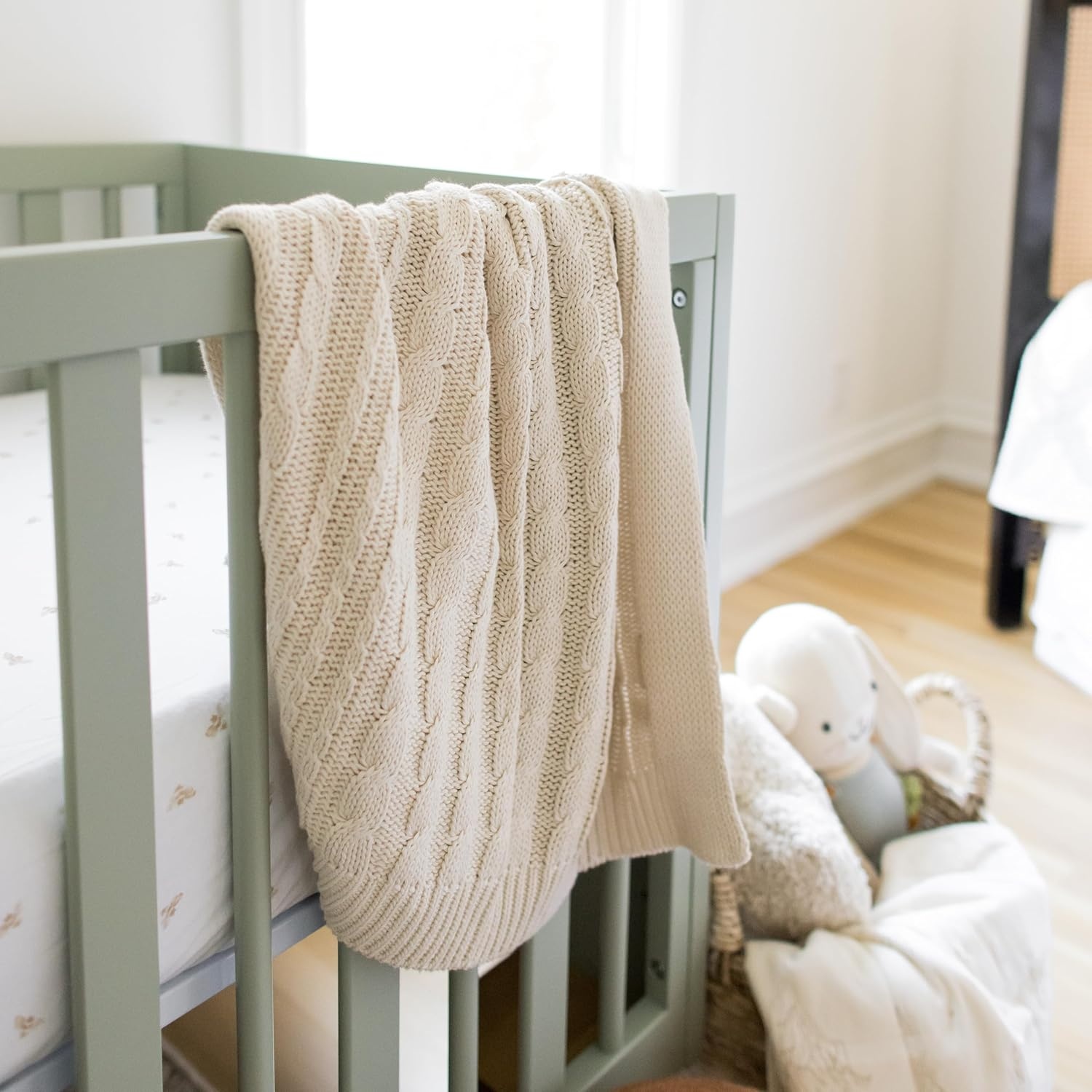 image:imageBurts Bees Baby Infant Blanket Cable Knit Made with 100 Soft Breathable Organic Cotton Nursing Blankets Machine Wash Baby Newborn Essentials Size 30 x 40 InchOat
