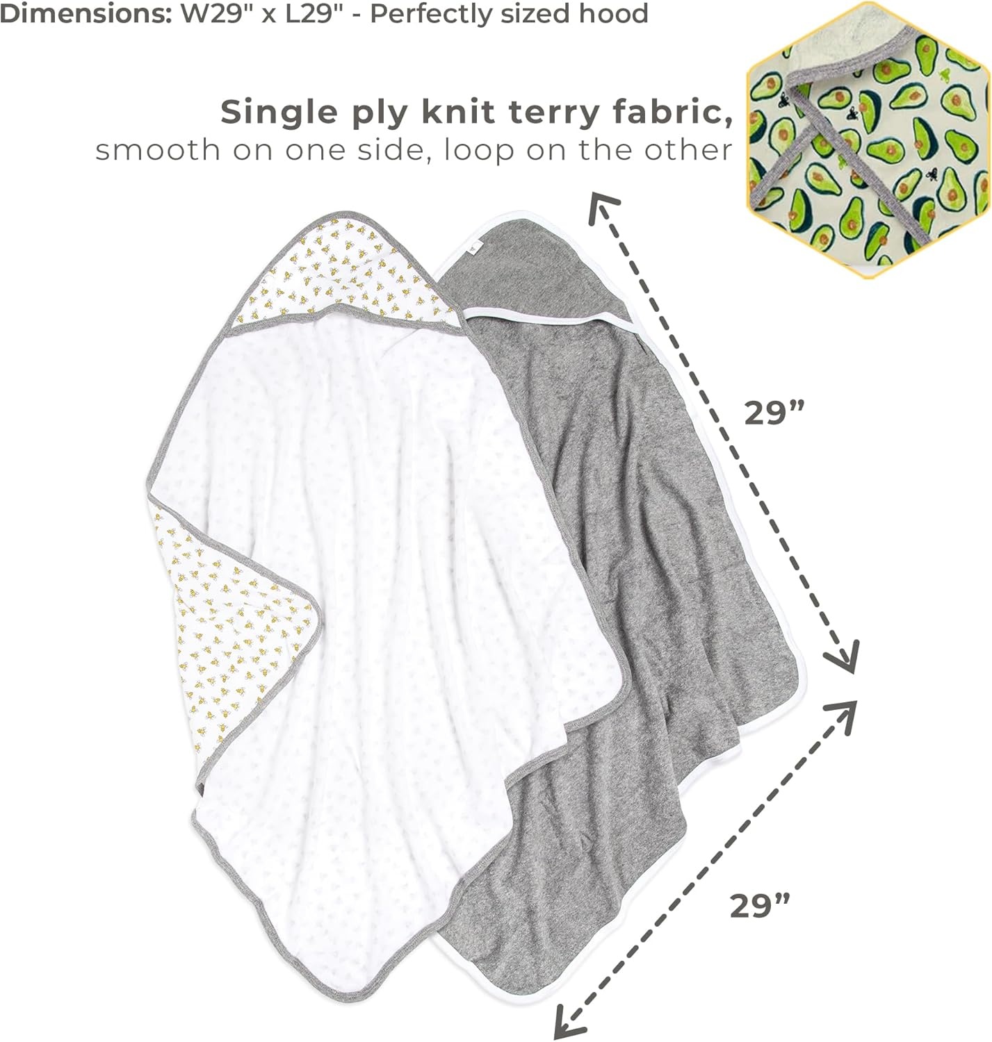 image:imageBurts Bees Baby Infant Hooded Towels Organic Cotton Unisex Bath Essentials Nursery Towel with Hood Set 29 x 29 in 2PackAvocrazy
