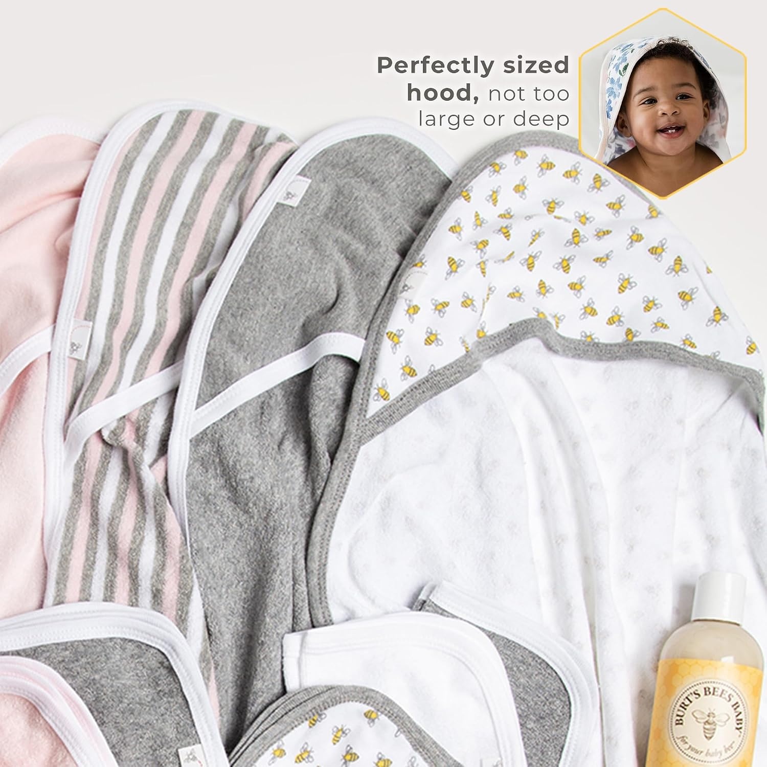 image:imageBurts Bees Baby Infant Hooded Towels Organic Cotton Unisex Bath Essentials Nursery Towel with Hood Set 29 x 29 in 2PackBotanical Gardens