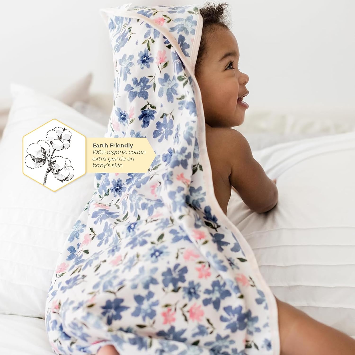 image:imageBurts Bees Baby Infant Hooded Towels Organic Cotton Unisex Bath Essentials Nursery Towel with Hood Set 29 x 29 in 2PackBotanical Gardens