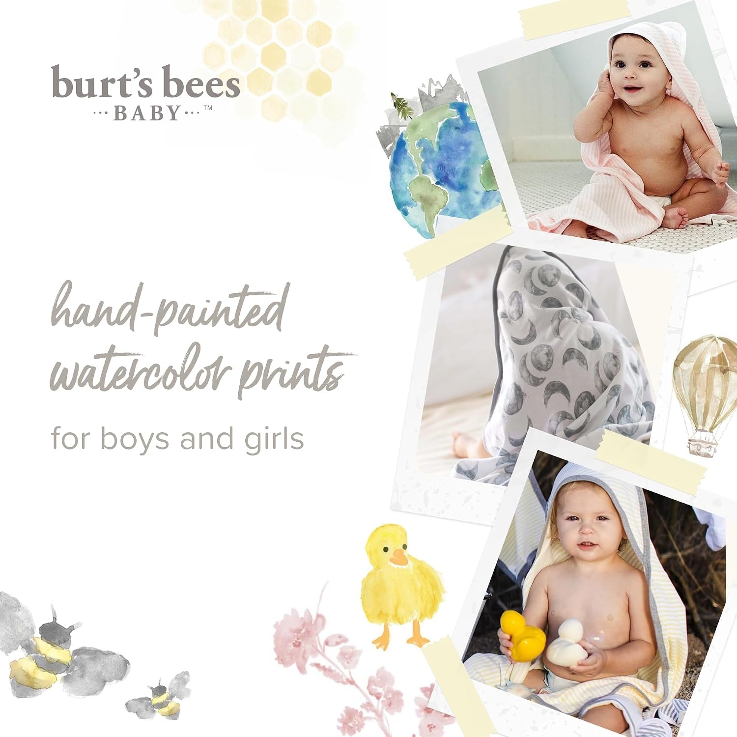 image:imageBurts Bees Baby Infant Hooded Towels Organic Cotton Unisex Bath Essentials Nursery Towel with Hood Set 29 x 29 in 2PackGolden Bee