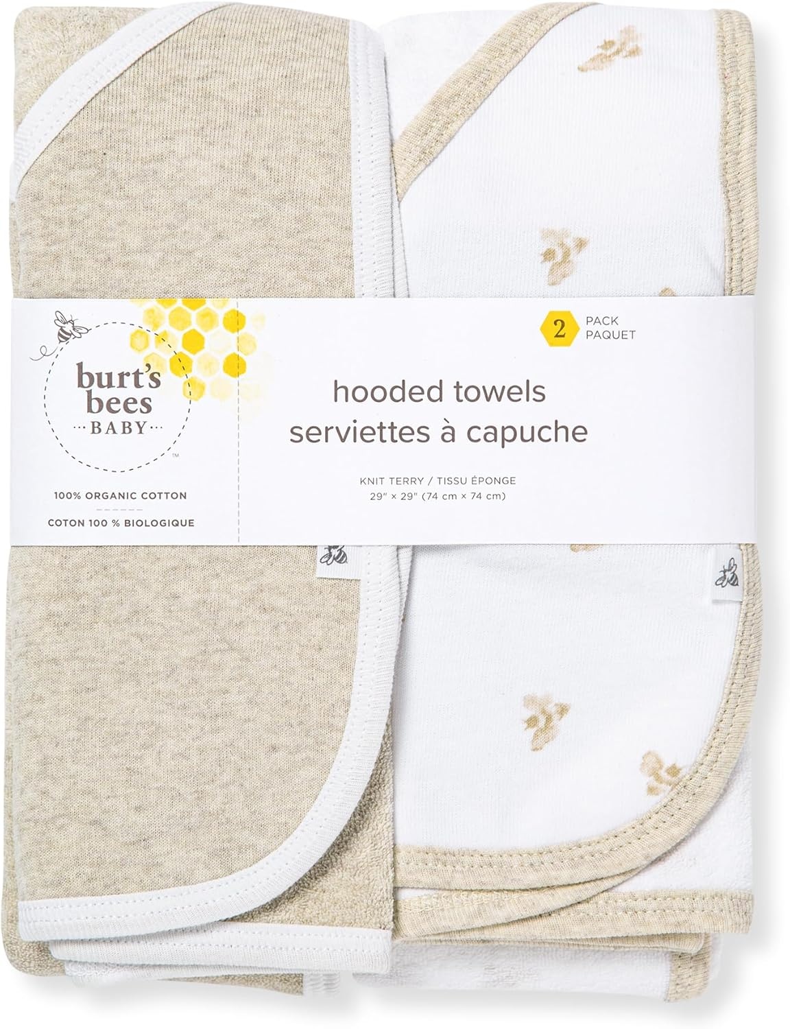 image:imageBurts Bees Baby Infant Hooded Towels Organic Cotton Unisex Bath Essentials Nursery Towel with Hood Set 29 x 29 in 2PackGolden Bee
