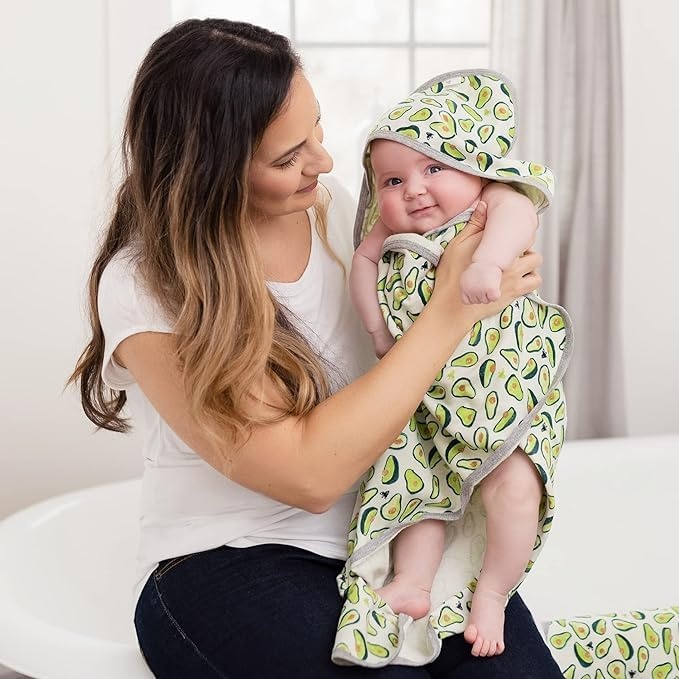 image:imageBurts Bees Baby Infant Hooded Towels Organic Cotton Unisex Bath Essentials Nursery Towel with Hood Set 29 x 29 in 2PackGreen Avocados