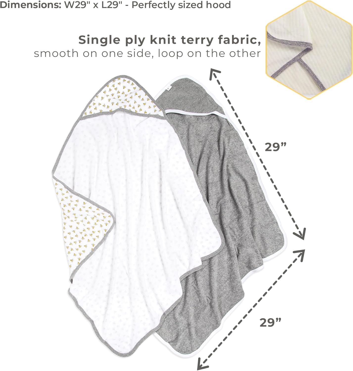 image:imageBurts Bees Baby Infant Hooded Towels Organic Cotton Unisex Bath Essentials Nursery Towel with Hood Set 29 x 29 in 2PackGreen Avocados