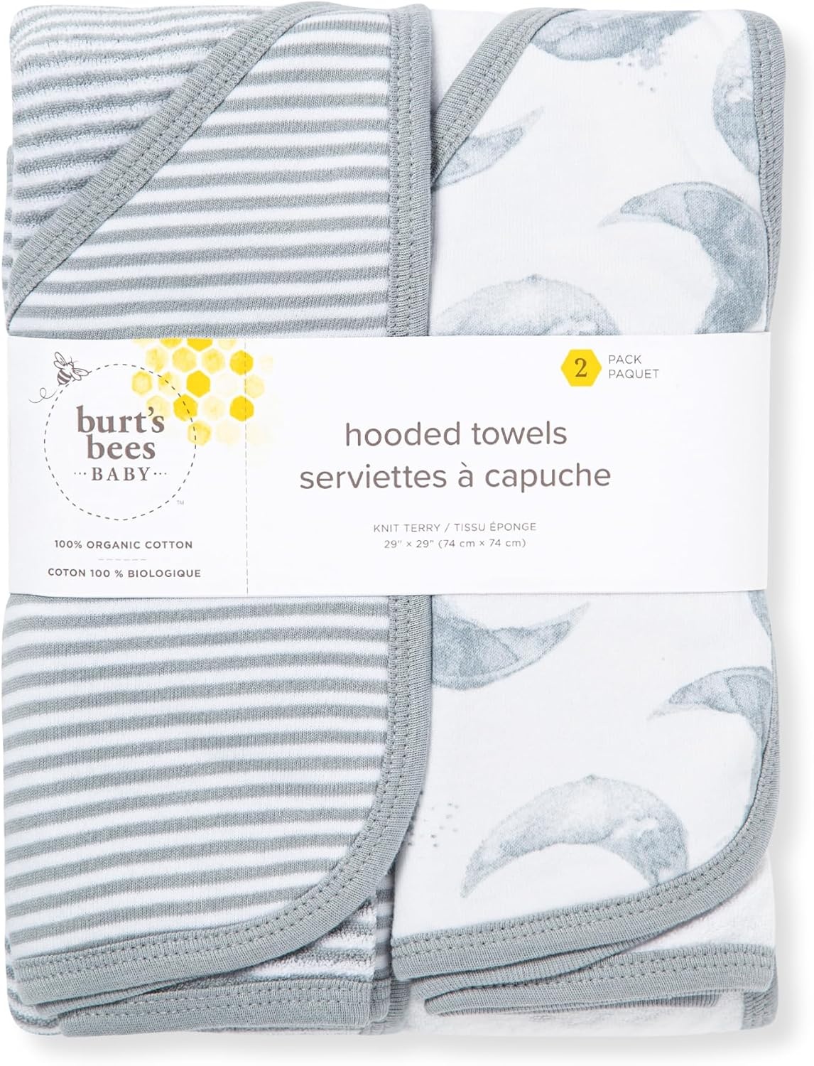 image:imageBurts Bees Baby Infant Hooded Towels Organic Cotton Unisex Bath Essentials Nursery Towel with Hood Set 29 x 29 in 2PackHello Moon Quarry