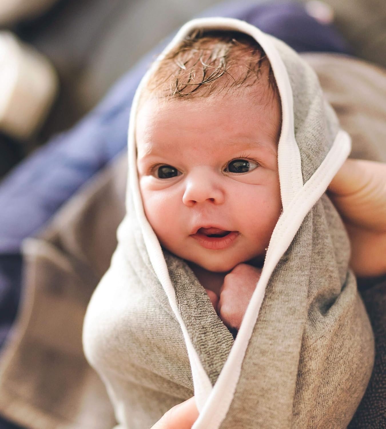image:imageBurts Bees Baby Infant Hooded Towels Organic Cotton Unisex Bath Essentials Nursery Towel with Hood Set 29 x 29 in 2PackHoneybeeGrey