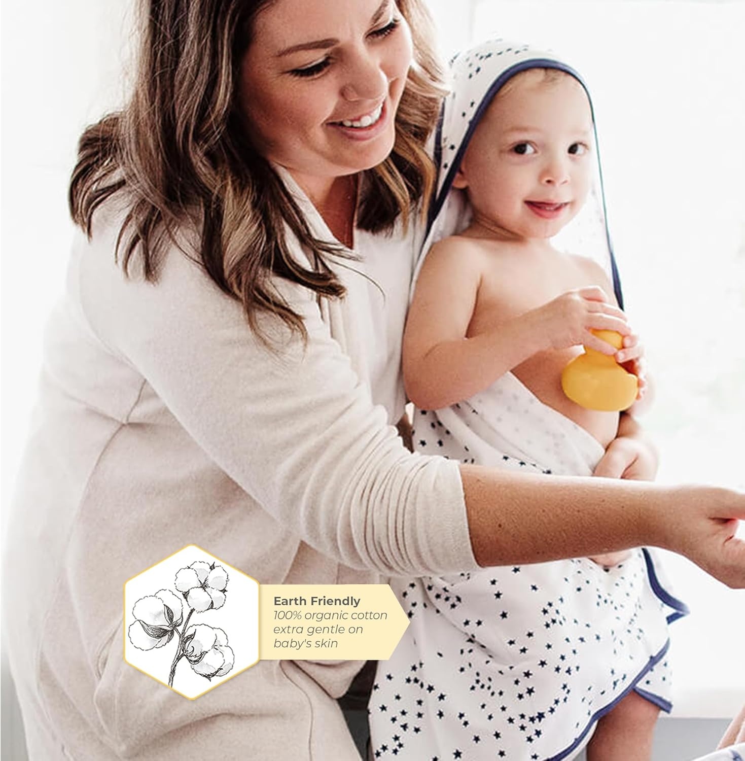 image:imageBurts Bees Baby Infant Hooded Towels Organic Cotton Unisex Bath Essentials Nursery Towel with Hood Set 29 x 29 in 2PackIndigo Moons