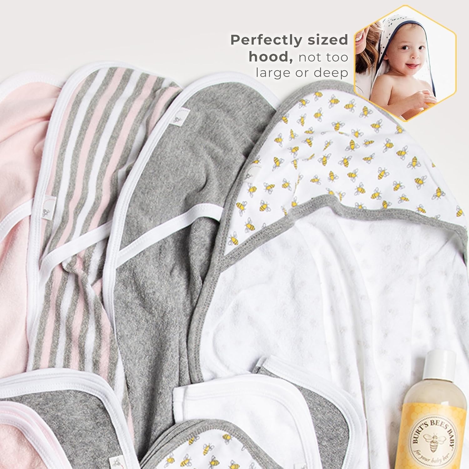 image:imageBurts Bees Baby Infant Hooded Towels Organic Cotton Unisex Bath Essentials Nursery Towel with Hood Set 29 x 29 in 2PackIndigo Moons