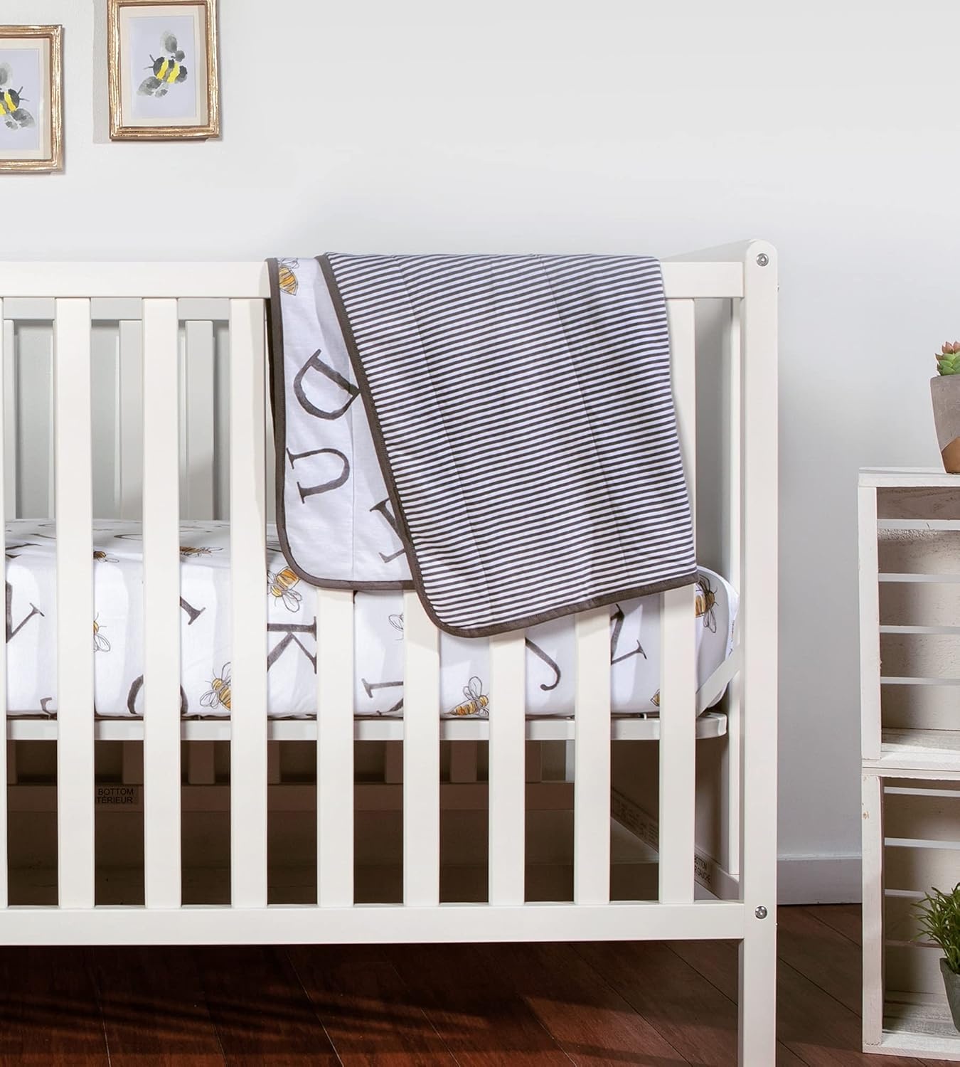 image:imageBurts Bees Baby Infant Reversible Blankets 100 Organic Cotton GOTS Certified ABeeC Prints with Quilting Pattern Soft Nursery Blanket with 100 Polyester Fill for Size 30 x 40 InchAbeec