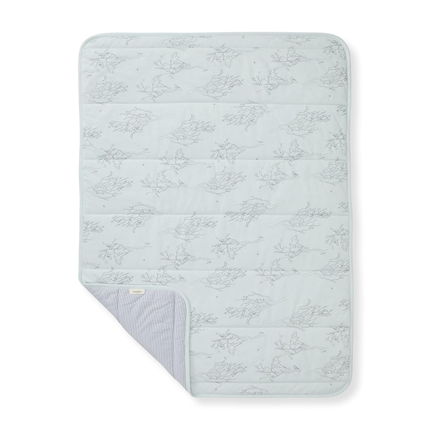 image:imageBurts Bees Baby Infant Reversible Blankets 100 Organic Cotton GOTS Certified ABeeC Prints with Quilting Pattern Soft Nursery Blanket with 100 Polyester Fill for Size 30 x 40 InchSwaying Branches Blue