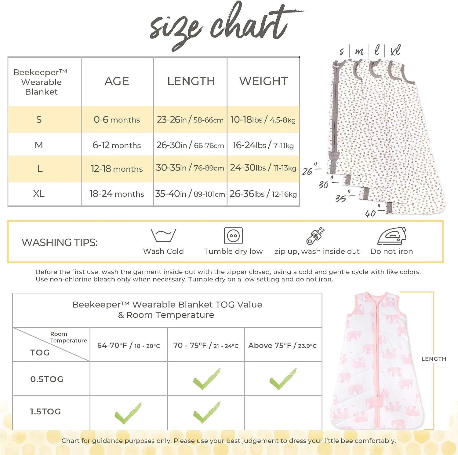 image:imageBurts Bees Baby Infant Wearable Blanket Organic Cotton Unisex Beekeeper Light Weight 05 TOG or Medium Weight 15 TOGQuilted Blossom Elephants