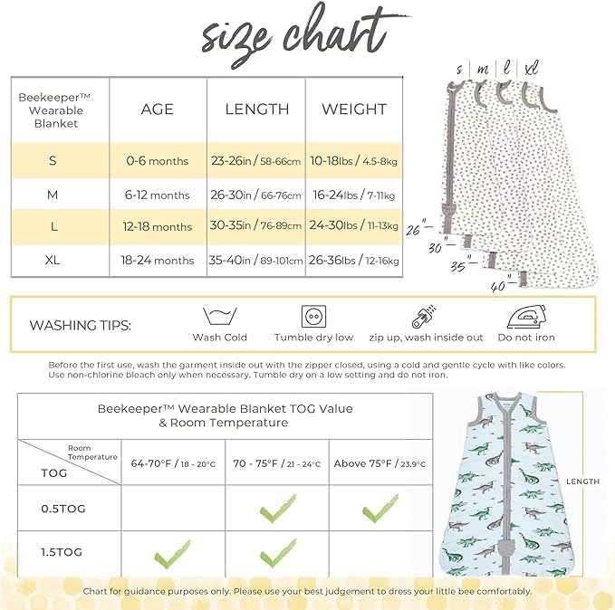 image:imageBurts Bees Baby Infant Wearable Blanket Organic Cotton Unisex Beekeeper Light Weight 05 TOG or Medium Weight 15 TOGQuilted Herbivores