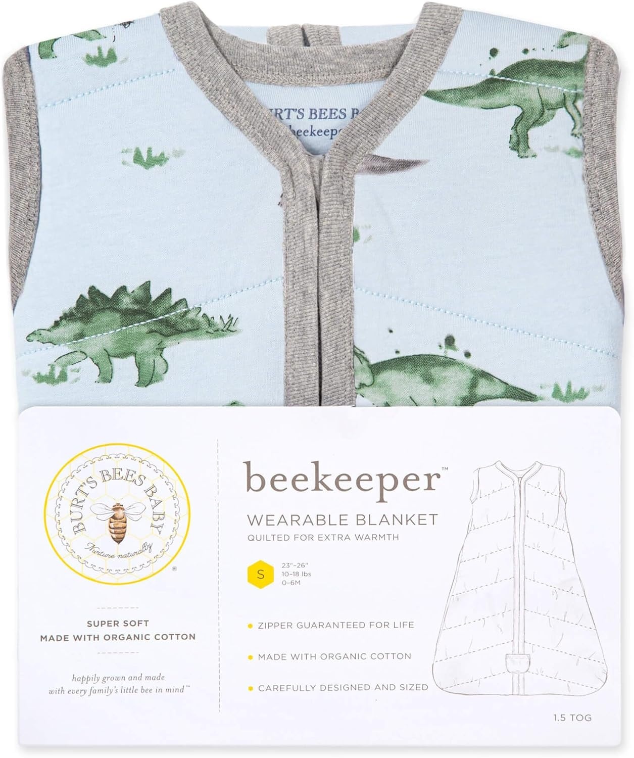 image:imageBurts Bees Baby Infant Wearable Blanket Organic Cotton Unisex Beekeeper Light Weight 05 TOG or Medium Weight 15 TOGQuilted Herbivores