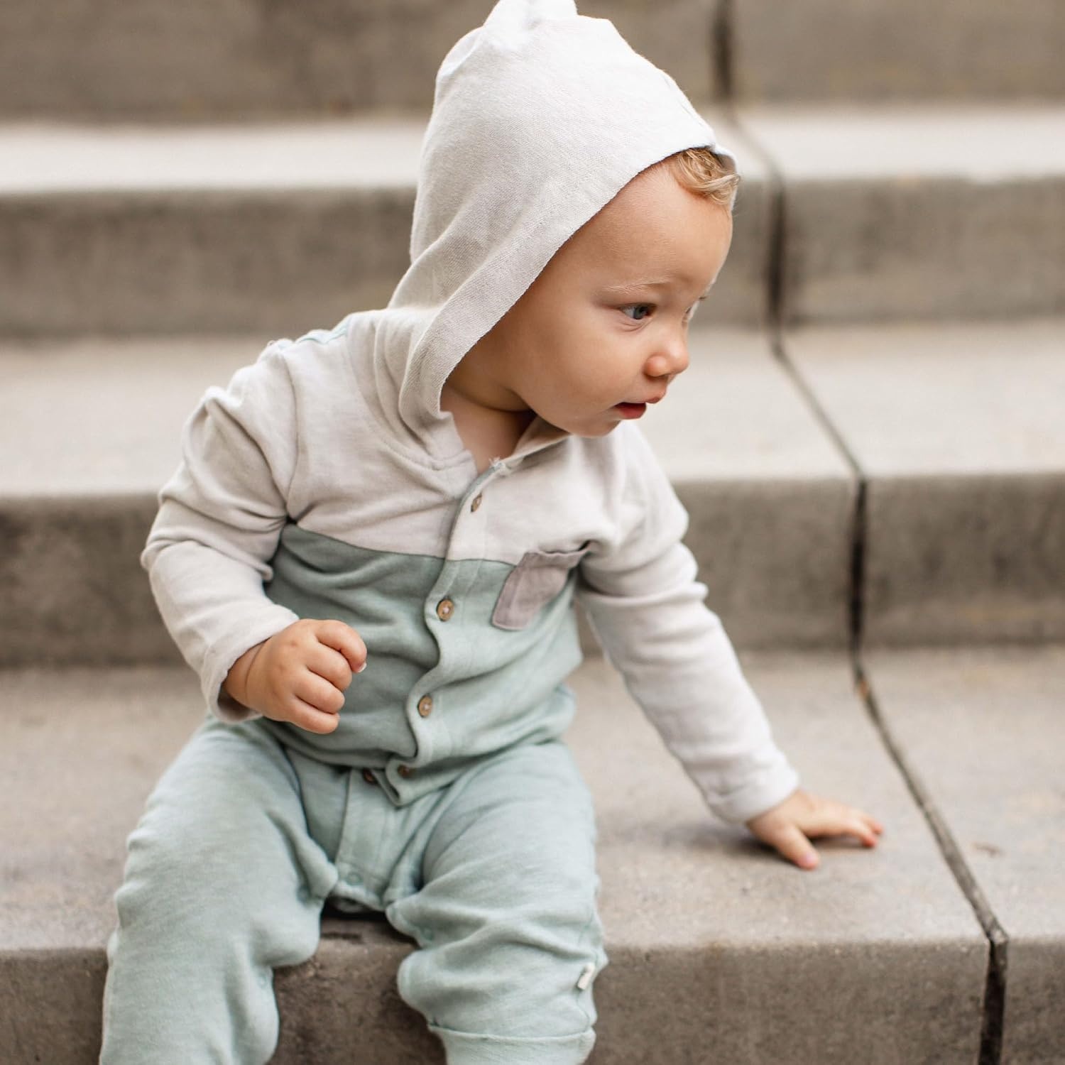 image:imageBurts Bees Baby Jumpsuit 100 Organic Cotton Onepiece Outfit Coverall With HatJade Stone