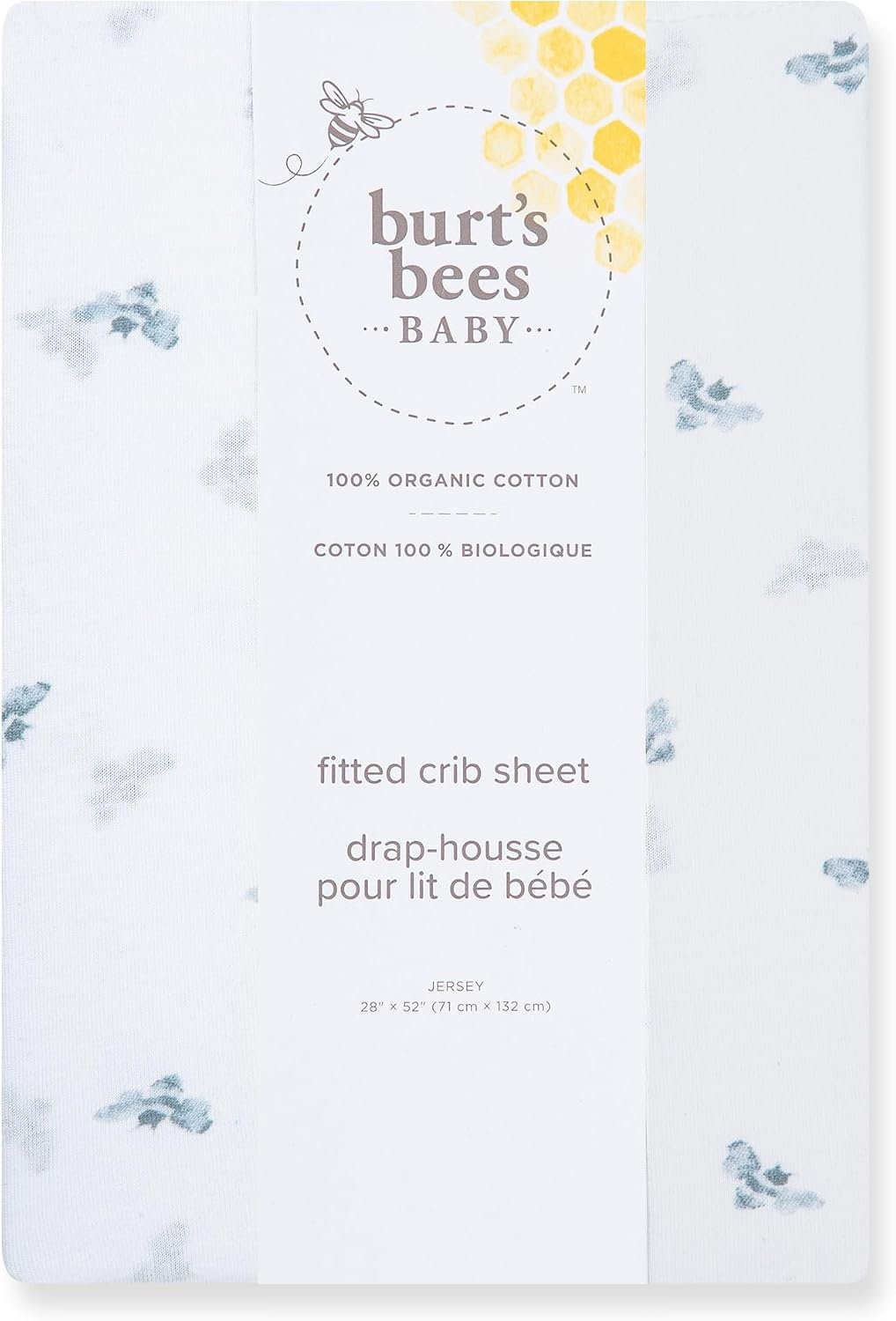 image:imageBurts Bees Baby Organic Cotton Fitted Crib Sheet Breathable Baby Bedding Infant and Toddler Bed Sheet for Boys and GirlsBlue Golden Bee