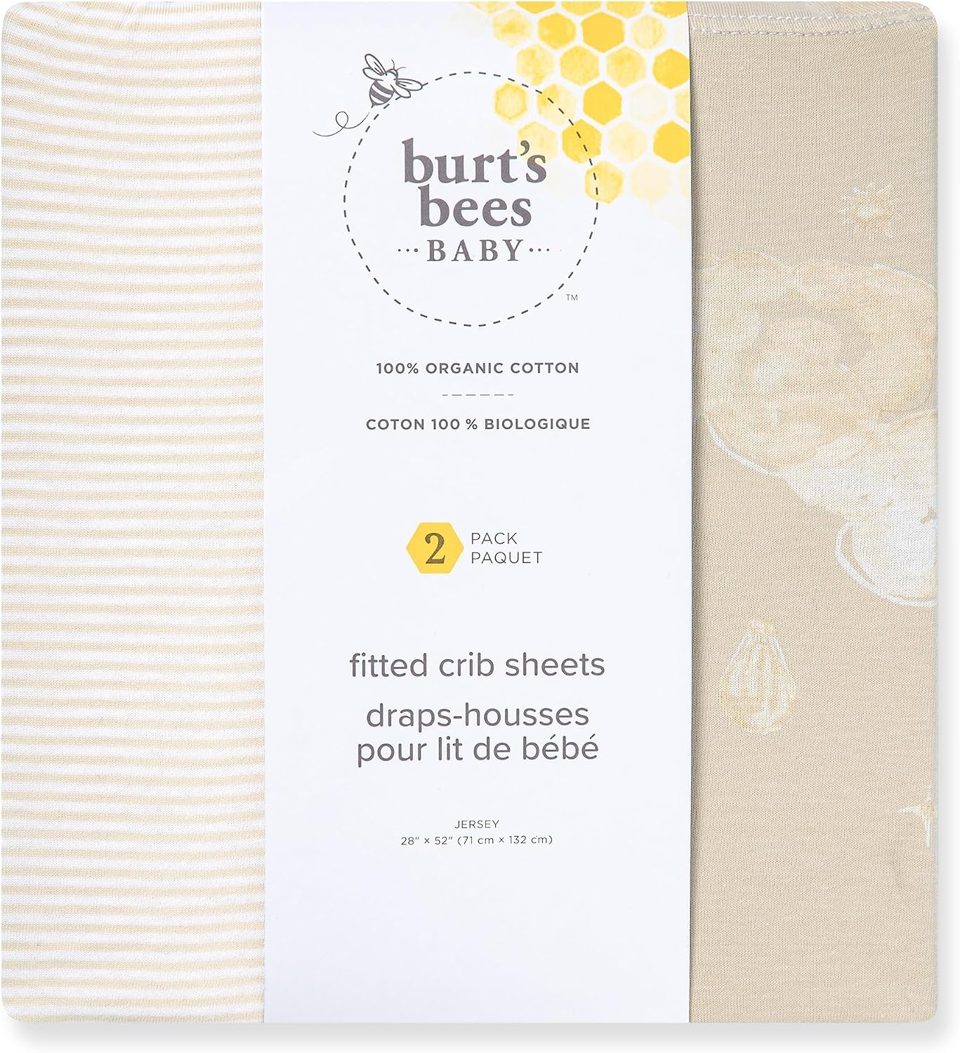 image:imageBurts Bees Baby Organic Cotton Fitted Crib Sheet Breathable Baby Bedding Infant and Toddler Bed Sheet for Boys and GirlsGood Night Sky Stone 2pk