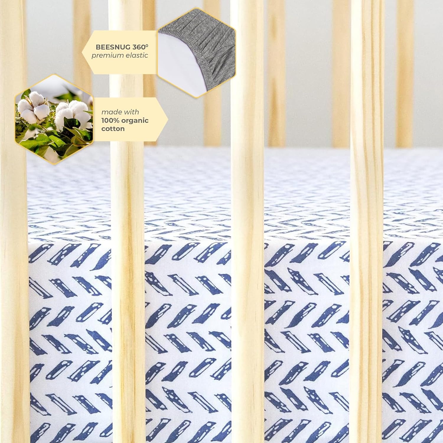 image:imageBurts Bees Baby Organic Cotton Fitted Crib Sheet Breathable Baby Bedding Infant and Toddler Bed Sheet for Boys and GirlsGuide the Way