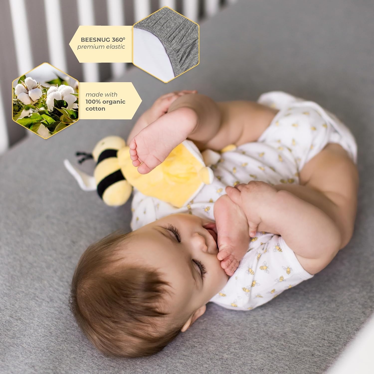 image:imageBurts Bees Baby Organic Cotton Fitted Crib Sheet Breathable Baby Bedding Infant and Toddler Bed Sheet for Boys and GirlsHello Moon