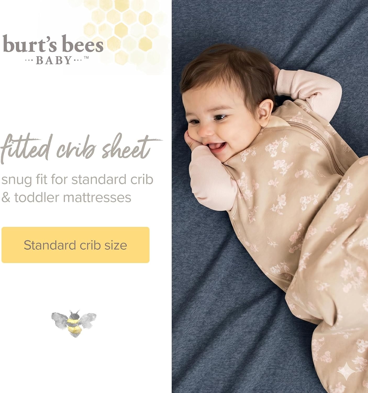 image:imageBurts Bees Baby Organic Cotton Fitted Crib Sheet Breathable Baby Bedding Infant and Toddler Bed Sheet for Boys and GirlsHello Moon