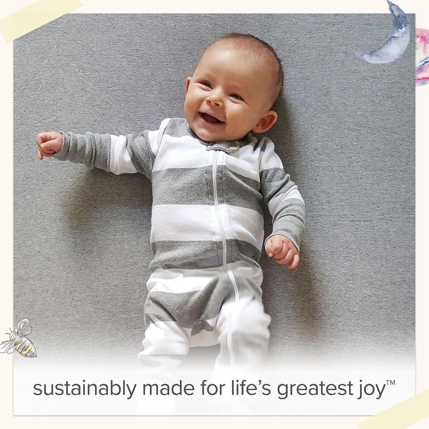 image:imageBurts Bees Baby Organic Cotton Fitted Crib Sheet Breathable Baby Bedding Infant and Toddler Bed Sheet for Boys and GirlsHello Moon
