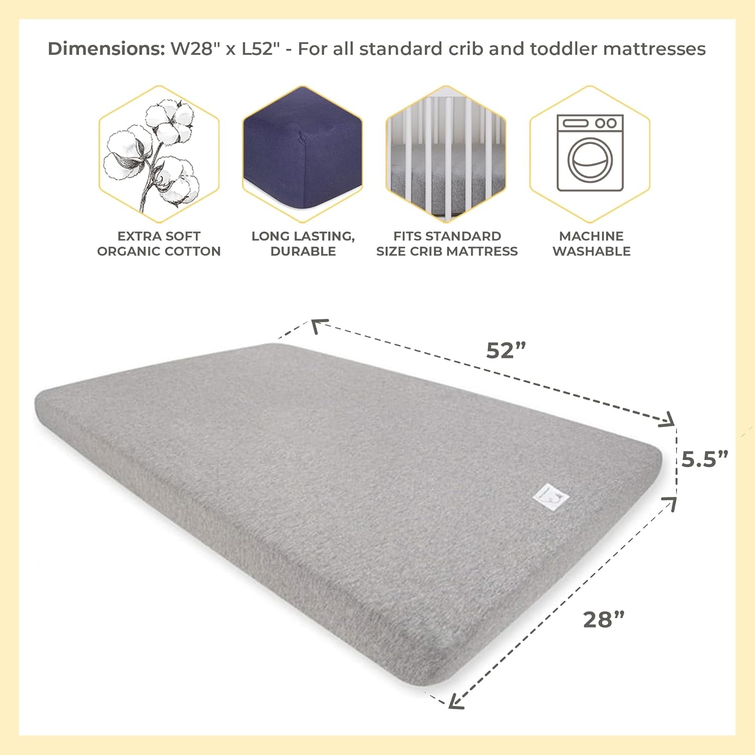 image:imageBurts Bees Baby Organic Cotton Fitted Crib Sheet Breathable Baby Bedding Infant and Toddler Bed Sheet for Boys and GirlsIndigo