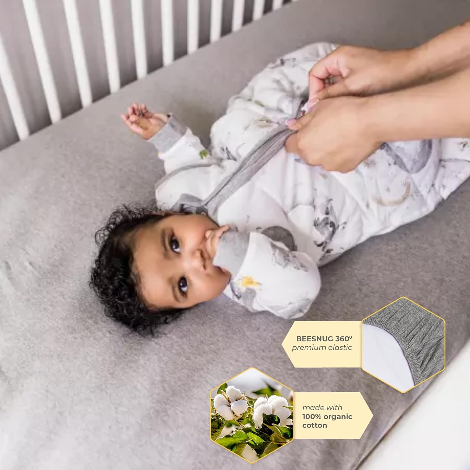 image:imageBurts Bees Baby Organic Cotton Fitted Crib Sheet Breathable Baby Bedding Infant and Toddler Bed Sheet for Boys and GirlsSky