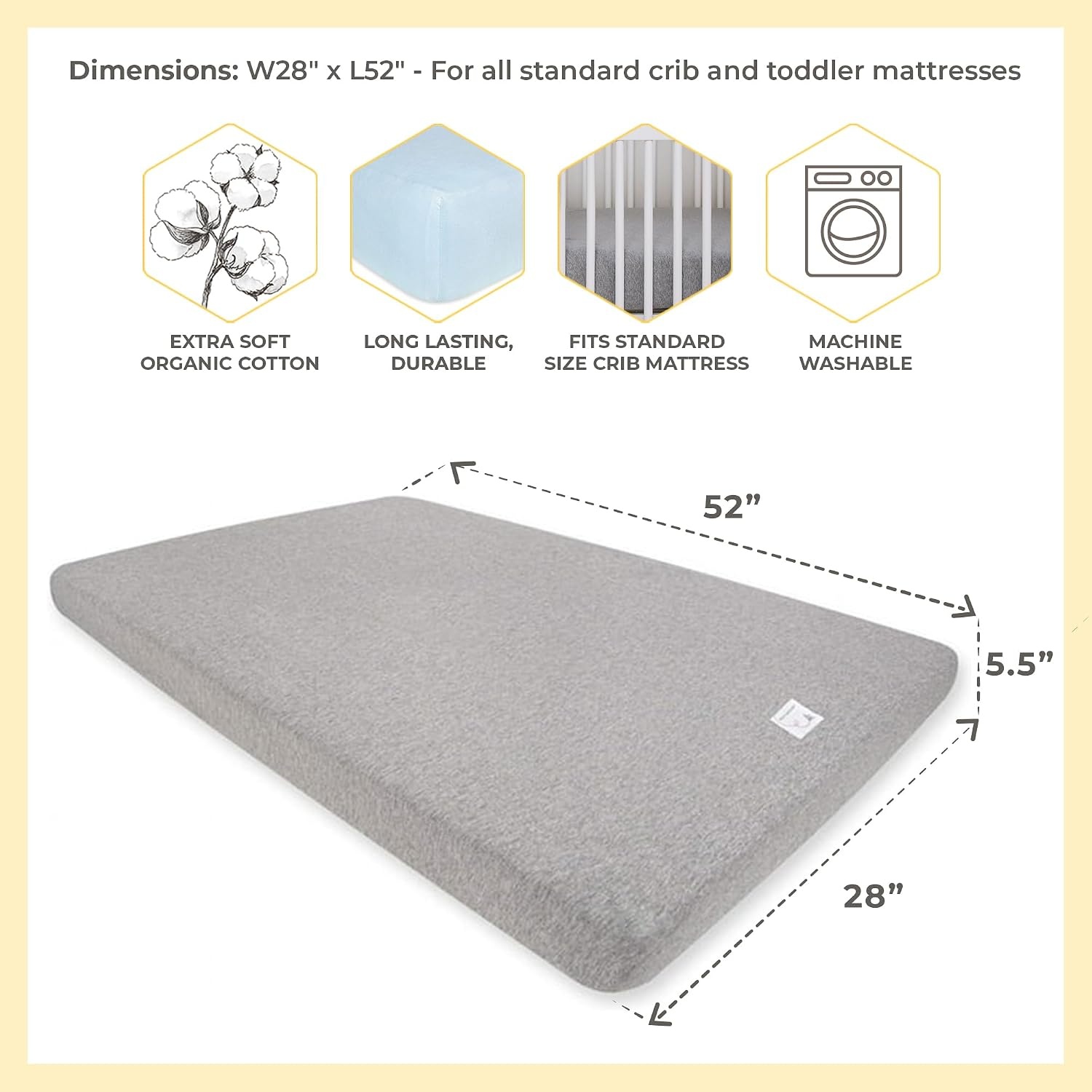 image:imageBurts Bees Baby Organic Cotton Fitted Crib Sheet Breathable Baby Bedding Infant and Toddler Bed Sheet for Boys and GirlsSky